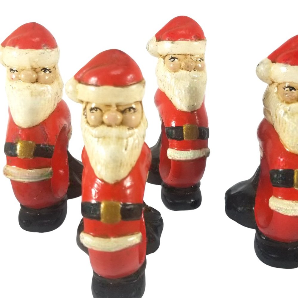 Set of Four Vintage Santa, Christmas Napkin Rings, Holders